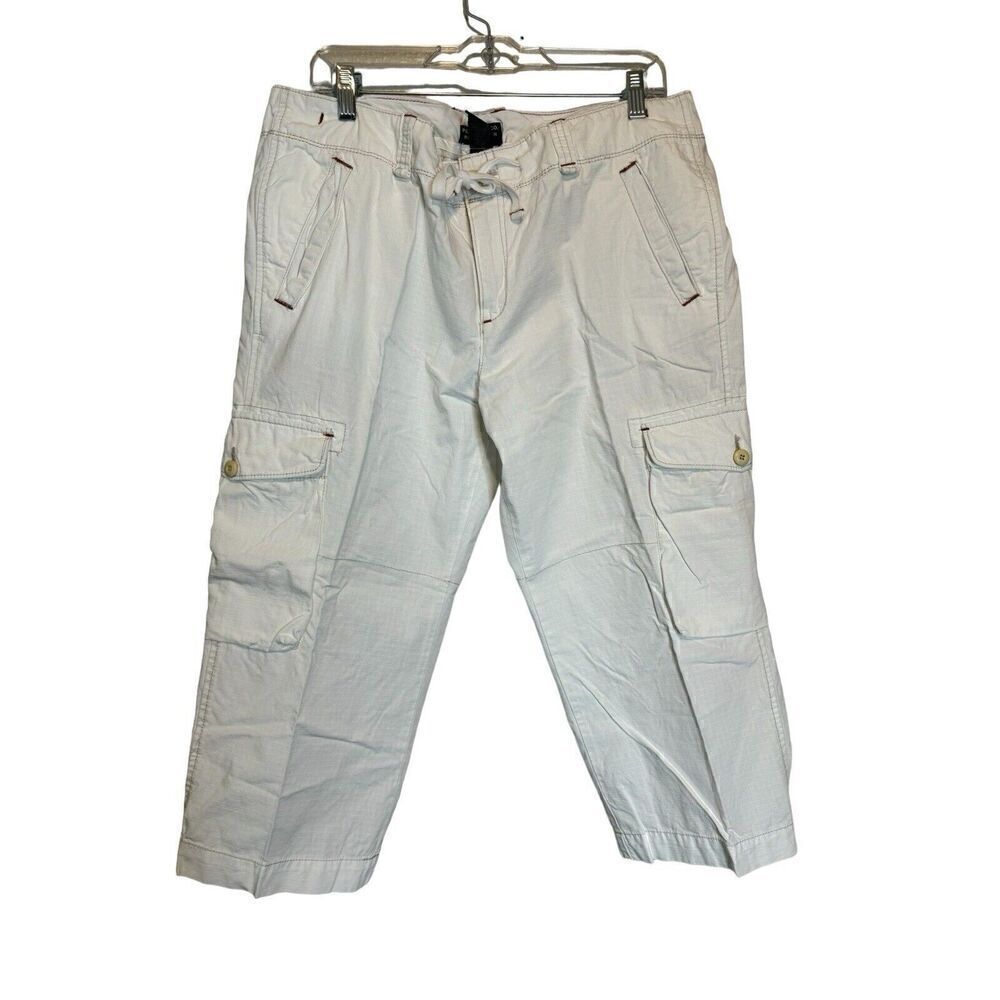 Polo Ralph Lauren Women's White Cargo Pants Capri Size 16 Vintage Y2K